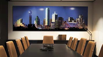 Large Dallas Skyline in a conference room