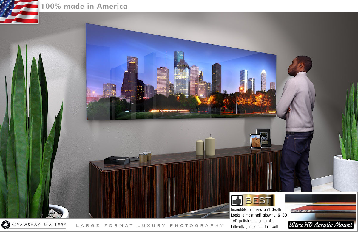 Face Mounted Acrylic Print of Houston Texas Skyline