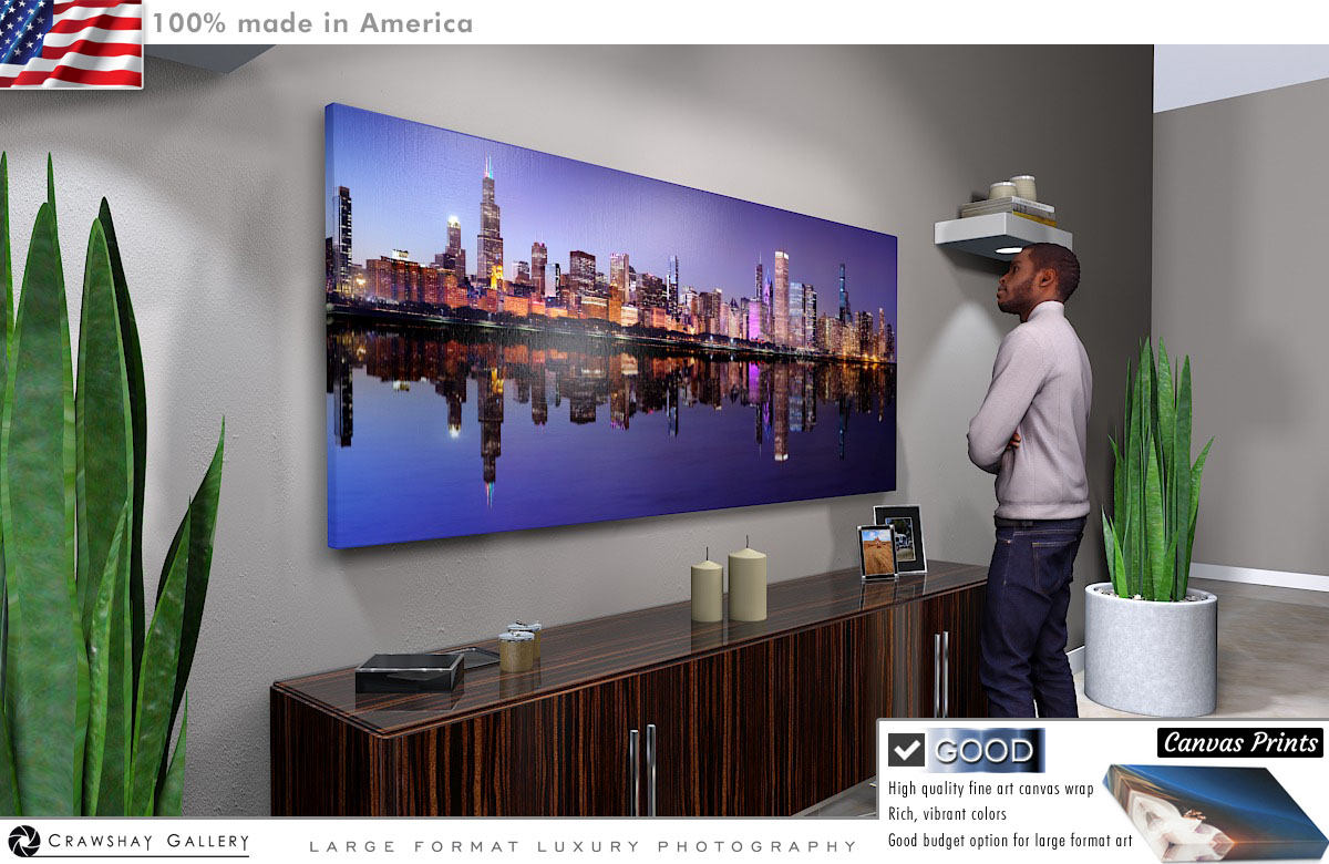 Canvas Print of Chicago Skyline at night