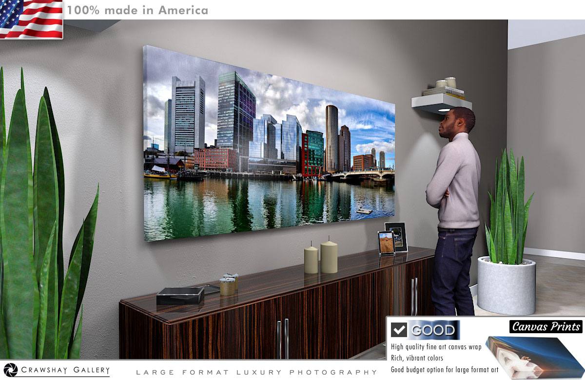 Canvas Print of Boston Harbor Skyline