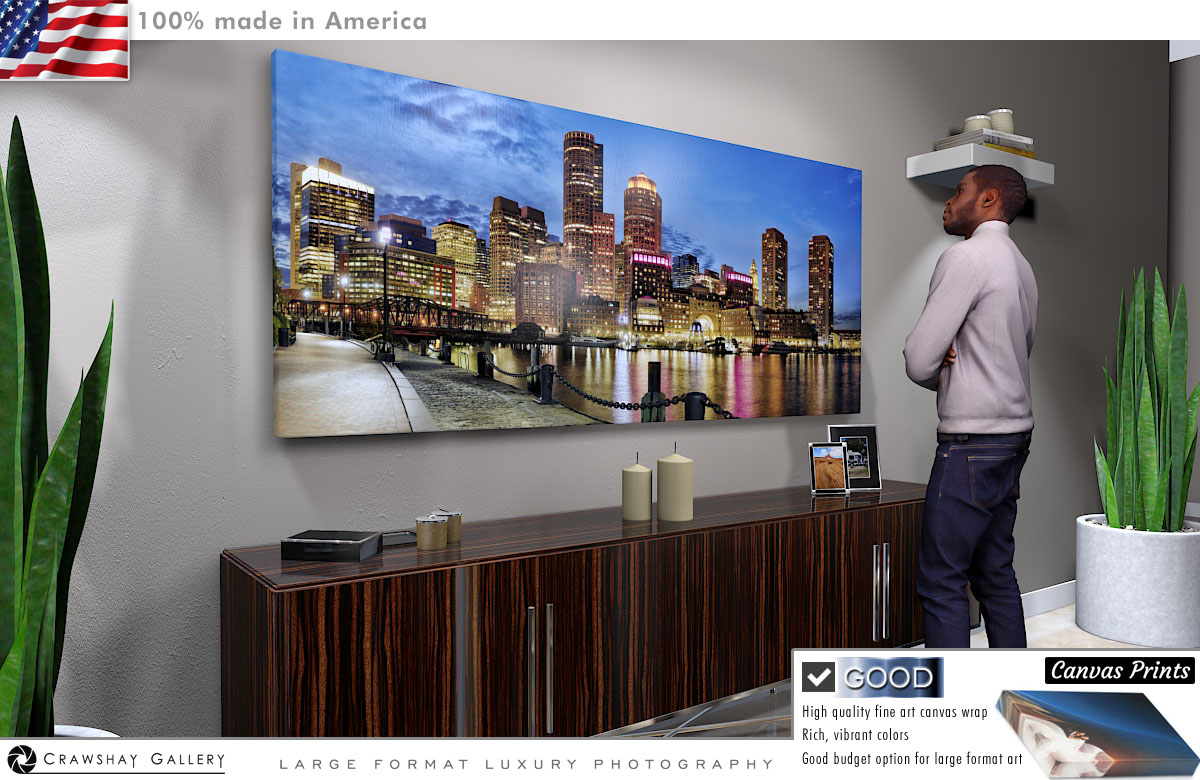 Canvas Print of Sunset Boston Skyline Photograph