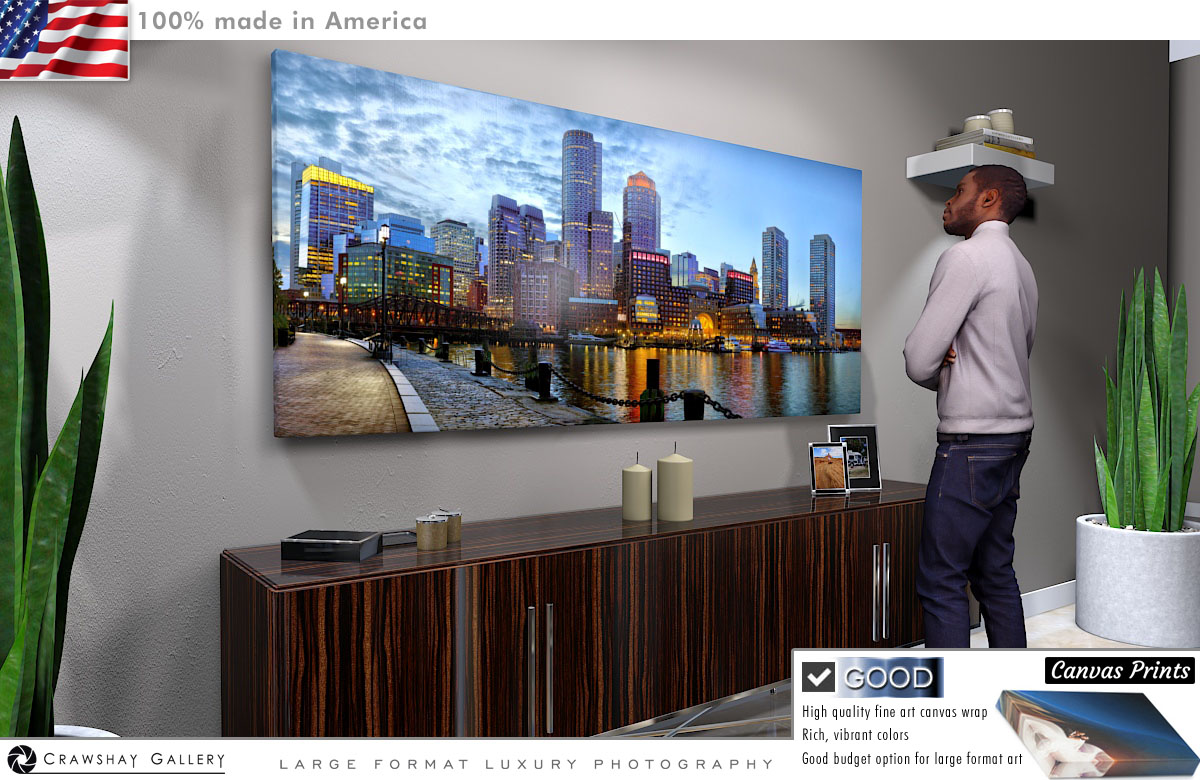 Canvas Print of Boston Skyline at Fan Pier Park II