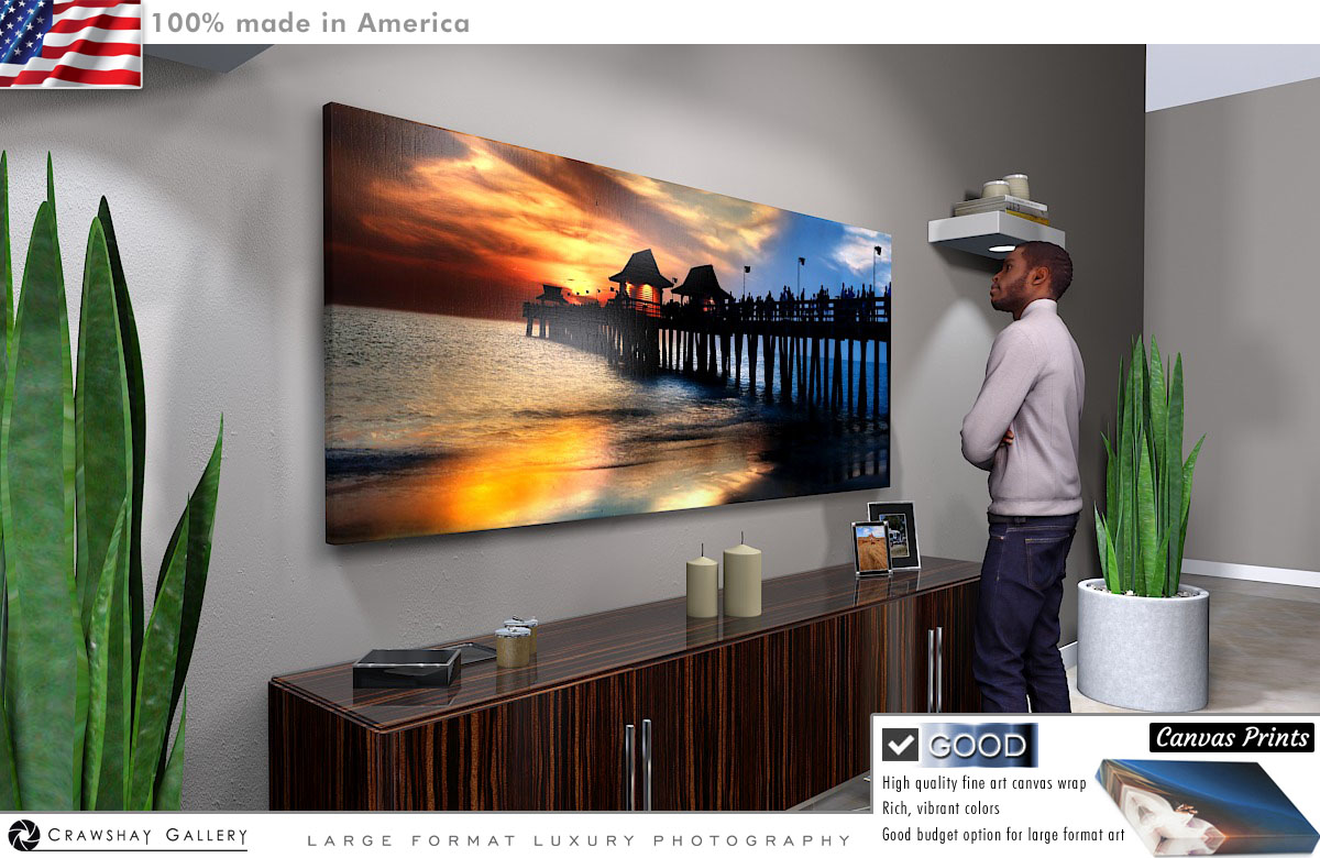 Canvas Print of Sunset at Naples Beach Florida