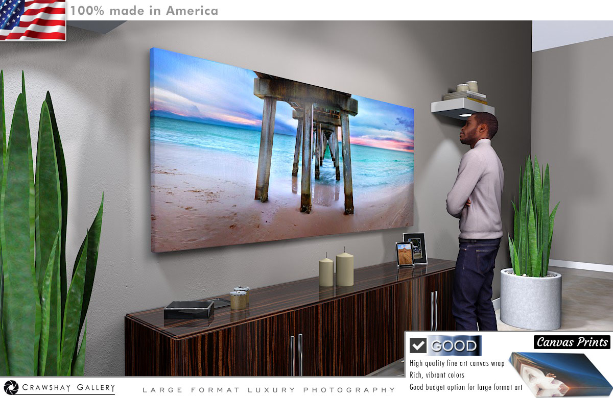 Canvas Print of Under Naples Pier at Sundown
