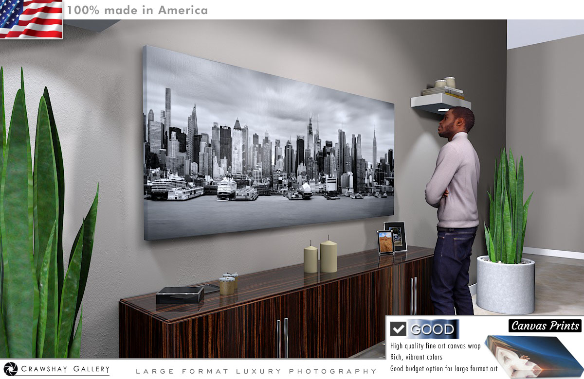Canvas Print of Black and White New York Skyline