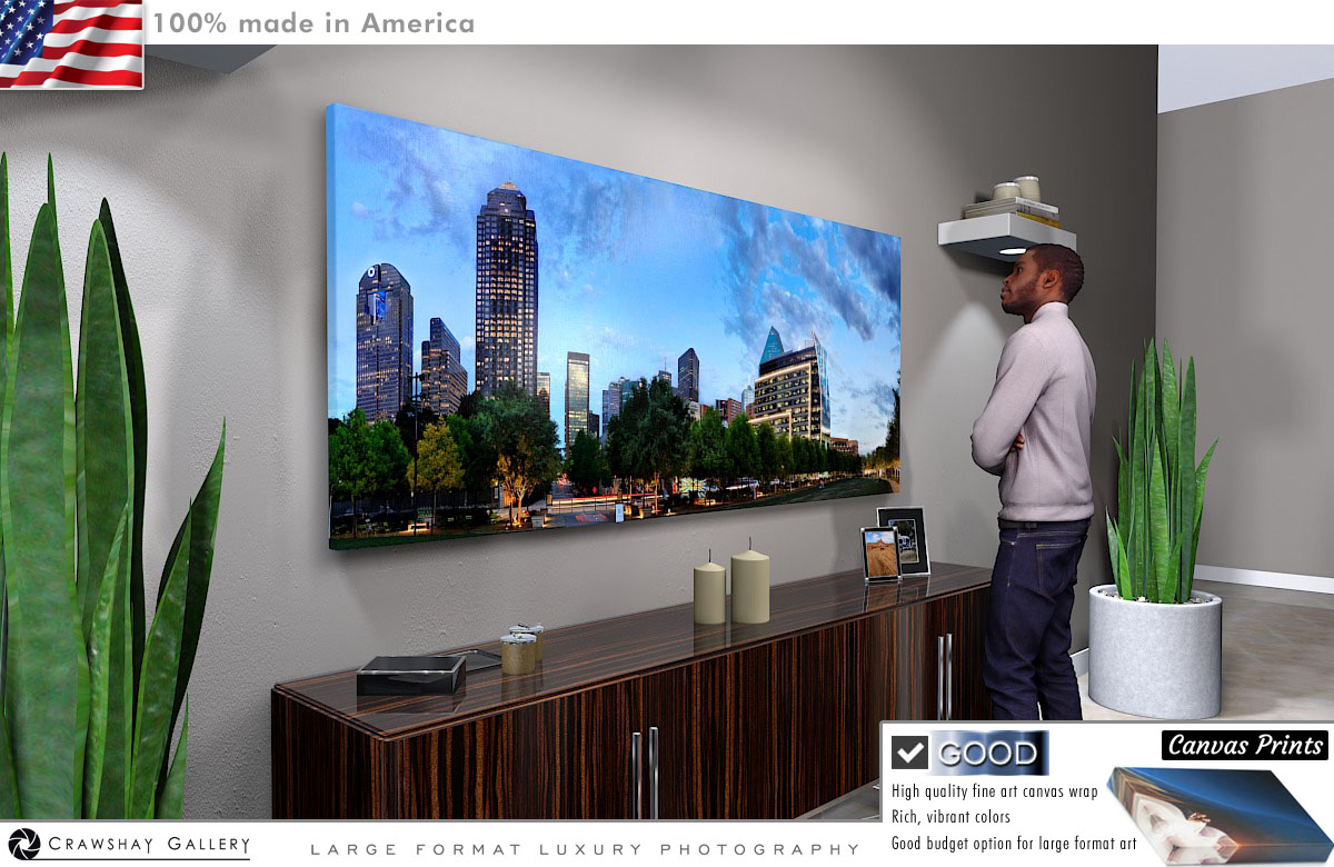 Canvas Print of Urban Dallas from Klyde Warren Park