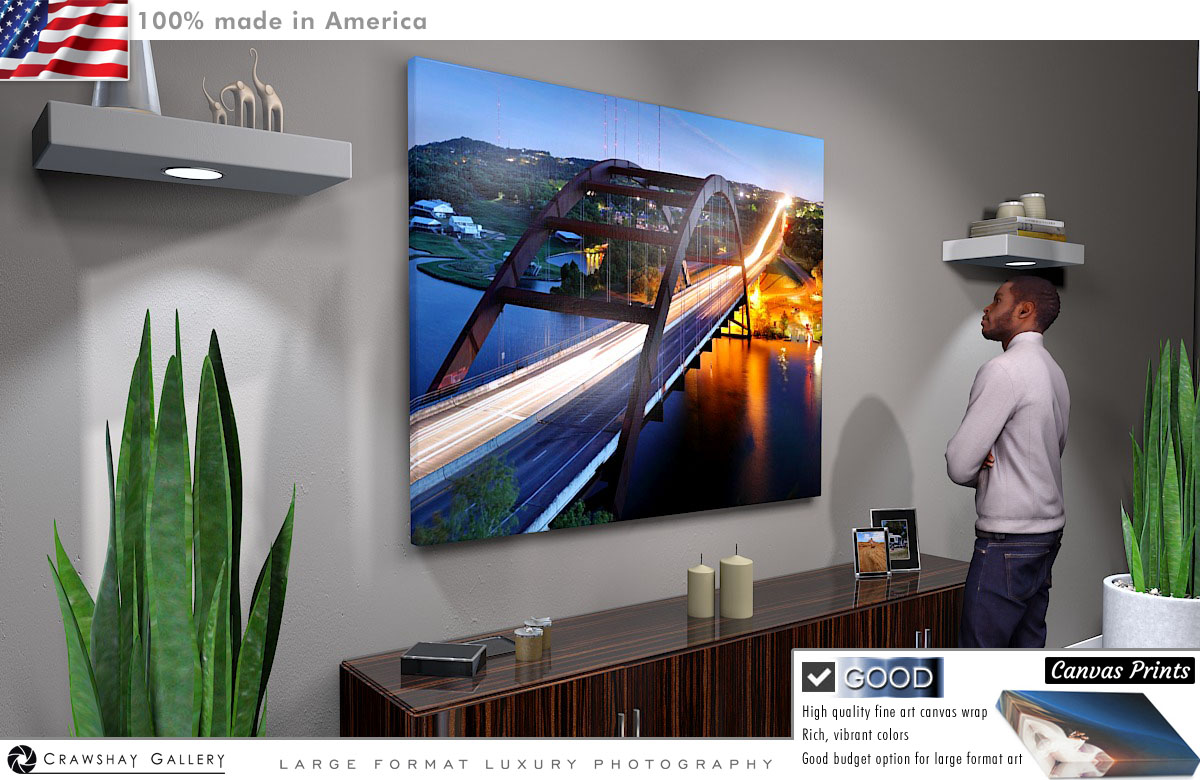 Canvas Print of The Pennybacker Bridge at Night
