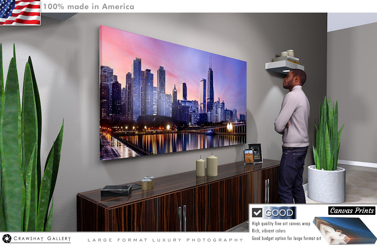 Canvas Print of Chicago Sunset from Navy Pier