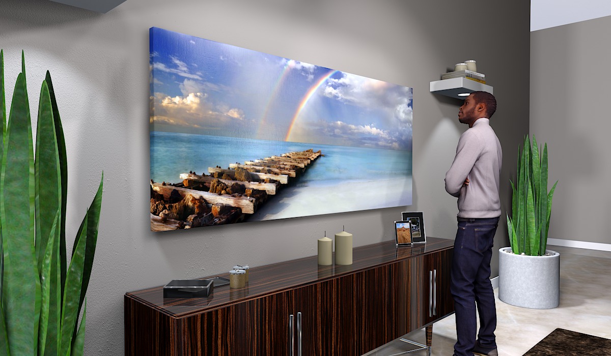 Canvas Print of Beautiful Double Rainbow