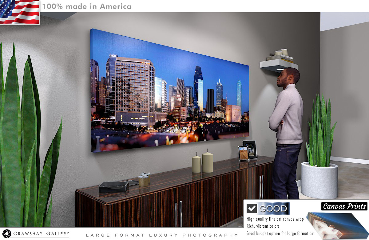 Canvas Print of Dallas Skyline from Victory Park