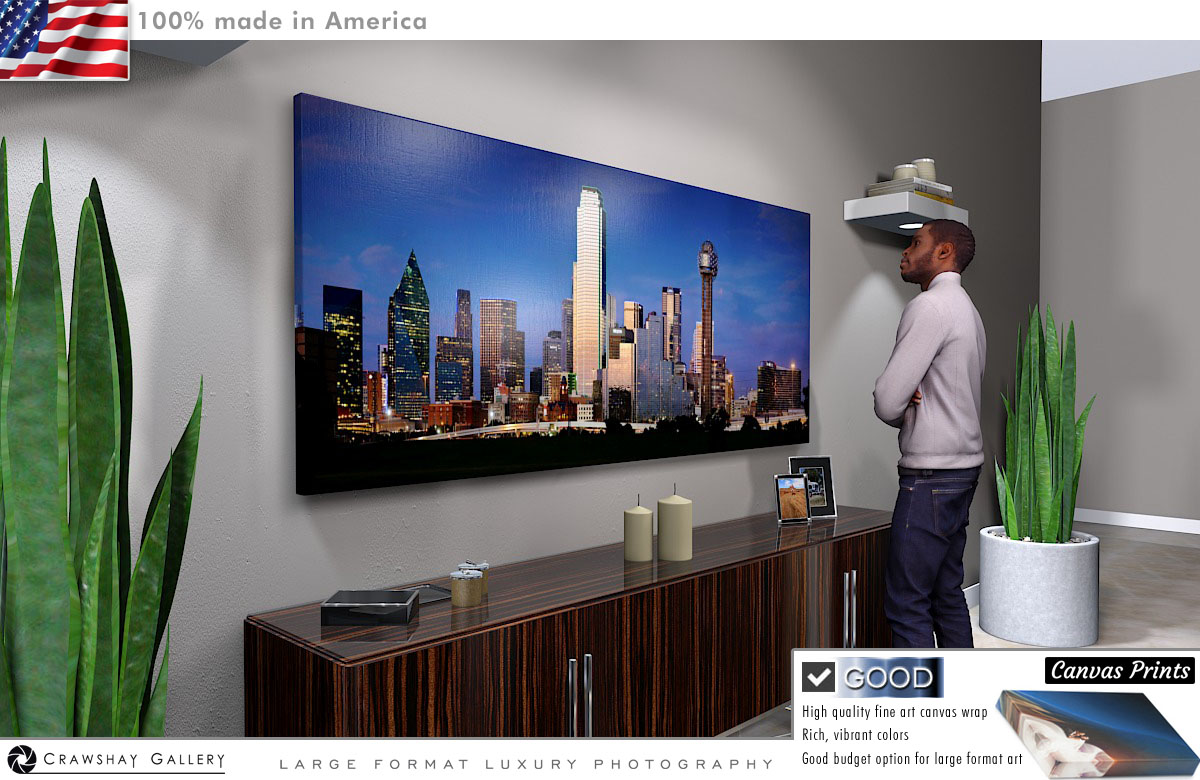 Canvas Print of Dallas Texas Skyline Over the Trinity