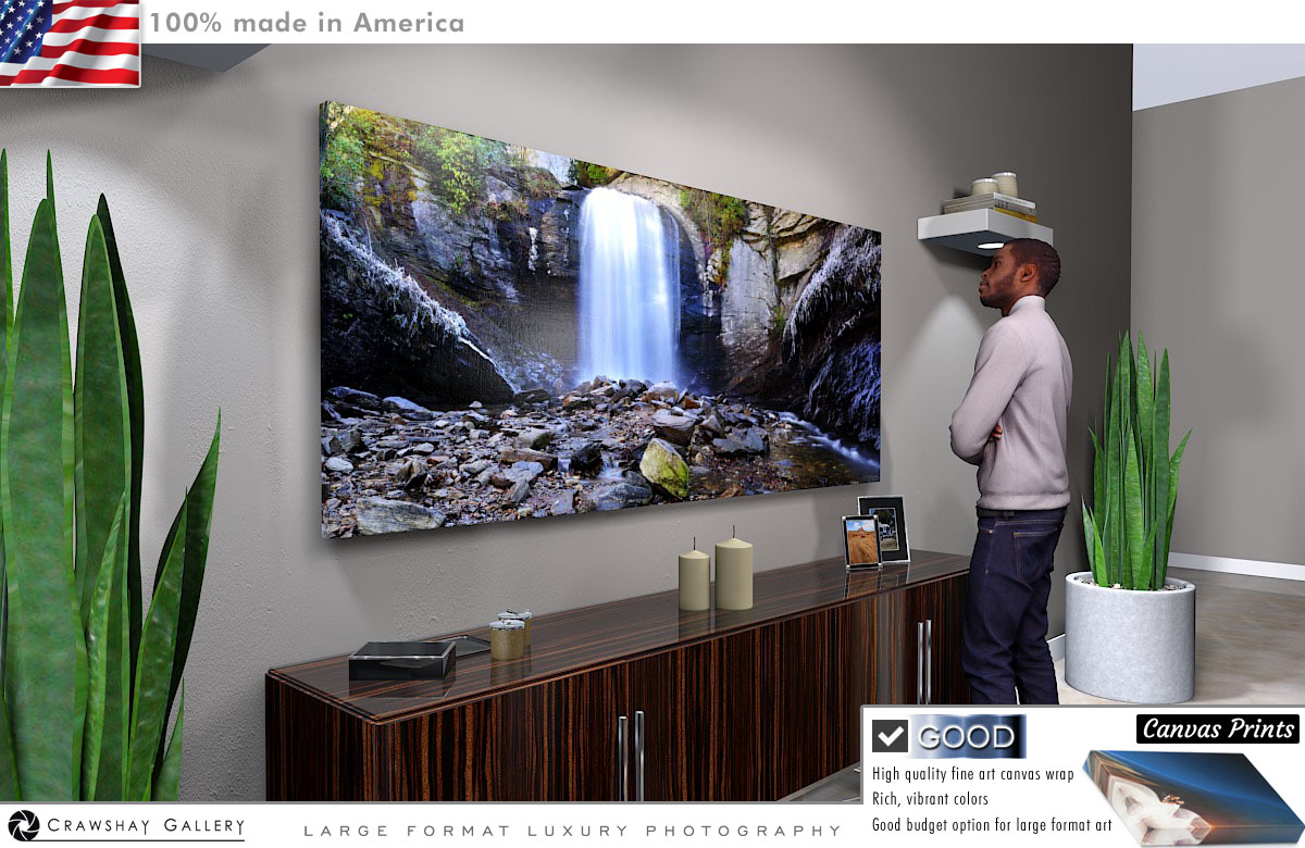 Canvas Print of Frozen Waterfall Photograph