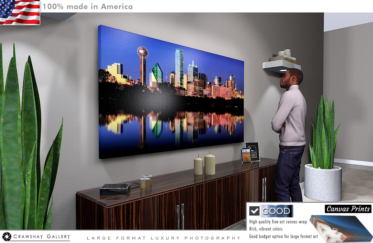 Canvas Print of Dallas Texas Skyline after the flood