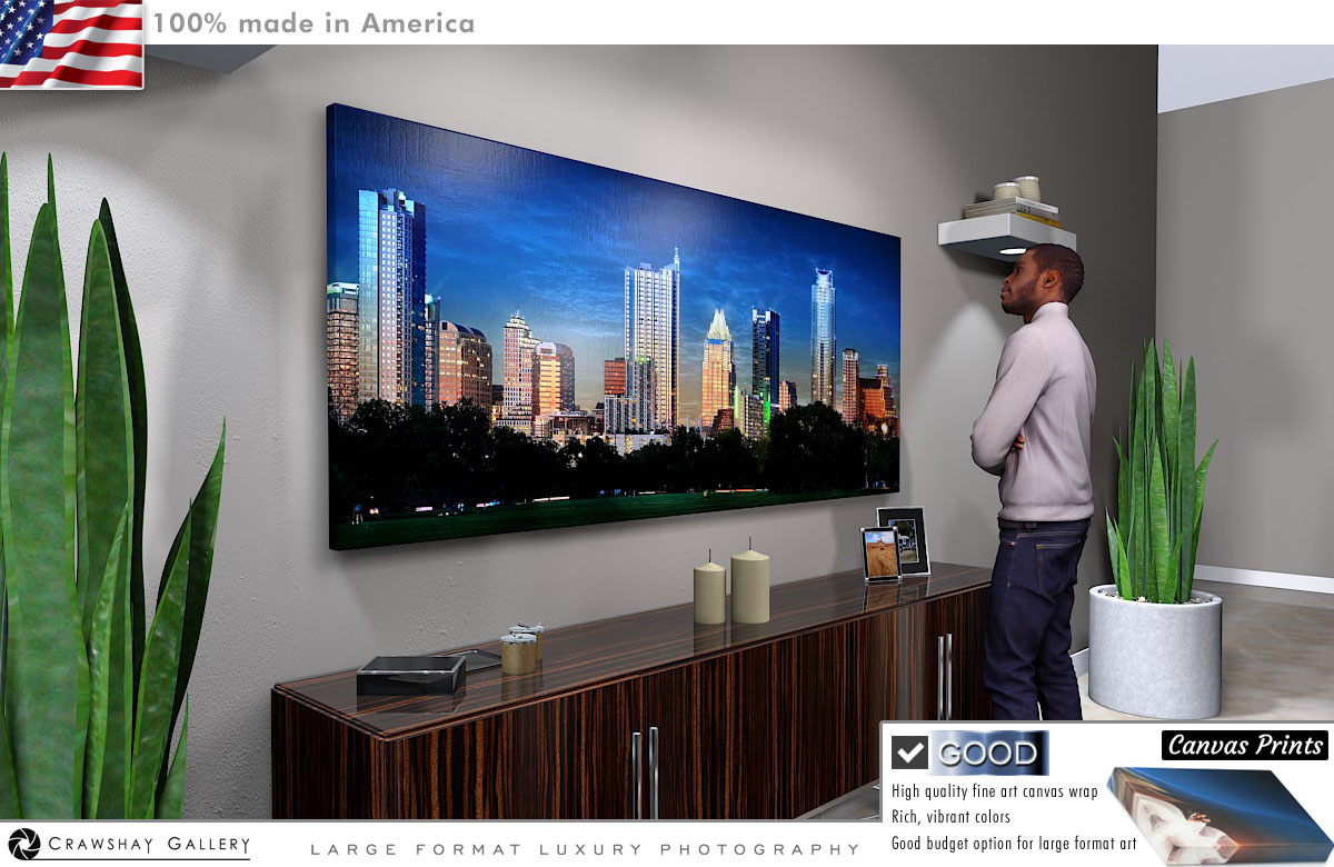 Canvas Print of Austin Skyline from Zilker Park