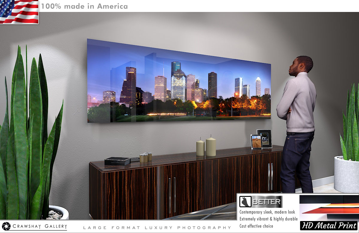 Houston Texas Skyline Direct to Metal Print