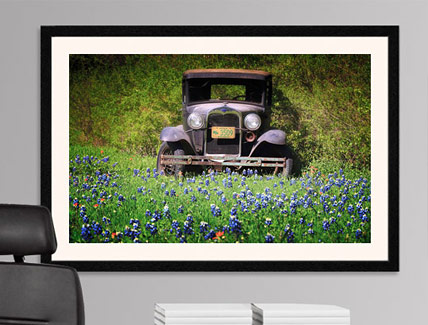 Texas Bluebonnets Vintage Ford