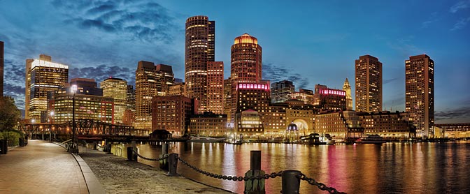 Boston Fan Pier Park | Boston Skyline Evening |  Boston Massachusetts
