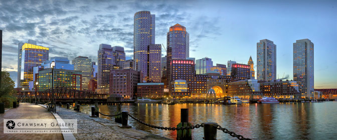 Boston Fan Pier Park II | Boston Skyline Sundown |  Boston Massachusetts