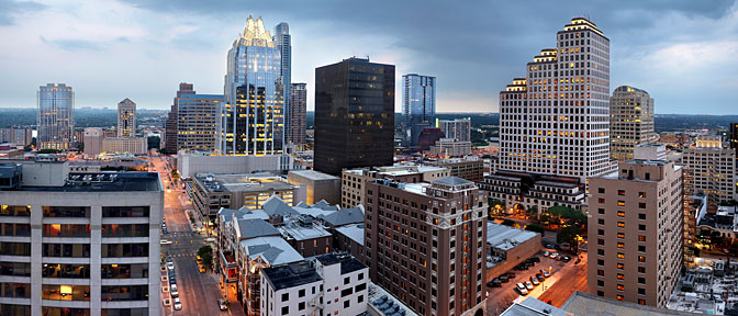 Night and Day | Skyline Panorama |  Austin Texas