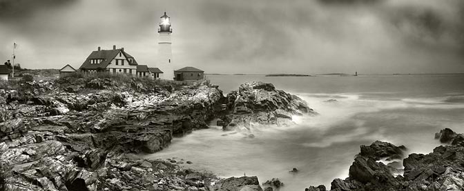 Portland Head Lighthouse Maine - Black and White | Sepia Lighthouse Portland Head |  Portland Maine