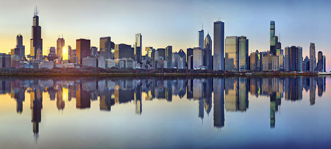 Chicago Sunset (Crop) | Chicago Sunset Panoramic | Chicago Downtown Chicago Illinois