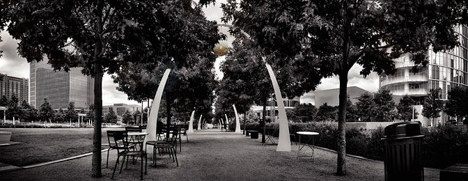 Klyde Arches Pano BW | Klyde Warren Park | Klyde Warren Park Dallas Texas